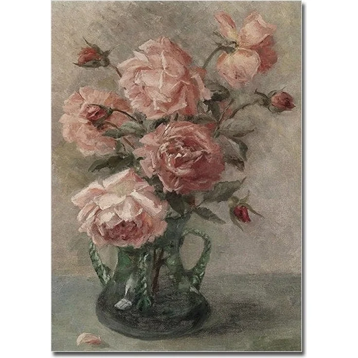 Poster Vintage Galerie Wand Kunst Blume Vogel Pfirsisch Klavier 5er als Deko Print ohne Rahmen - 60 x 90 cm / D