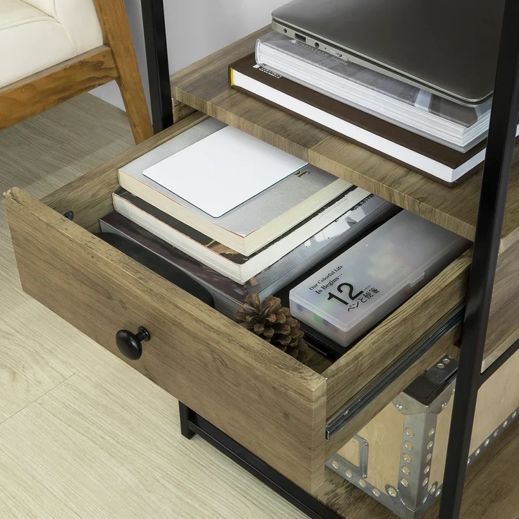 SoBuy FWT61-N Schreibtisch, MDF, PVC-Furnier, Holzfarben, 118 x 75 x 48 cm – Bild 9