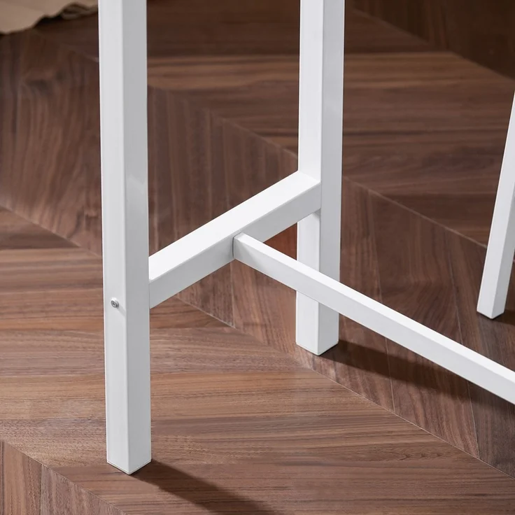 SoBuy OGT22-WN Bartisch-Set mit 4 Hockern, MDF, PVC-Furnier, Weiß, 120 x 100 x 40 cm – Bild 9