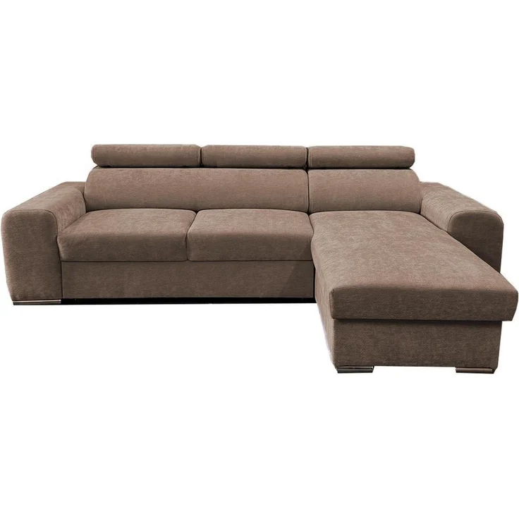 Wohnero24 - Höchste Qualität - Modernes Ecksofa PAVONE 1 - 260x183 cm – Chenille Stoff – Schlaffunktion 198x125 cm & Bettkasten - Hellbraun – Bild 6