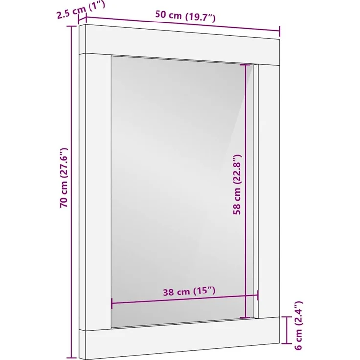 vidaXL Badezimmer Spiegel Schwarz und Silber 70 x 50 x 2,5 cm 4018839 – Bild 9