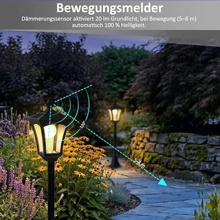 Northpoint LED Gartenleuchte LED 3in1 Solar Gartenlaterne Bewegungs- u. Dämmerungssensor – Bild 3