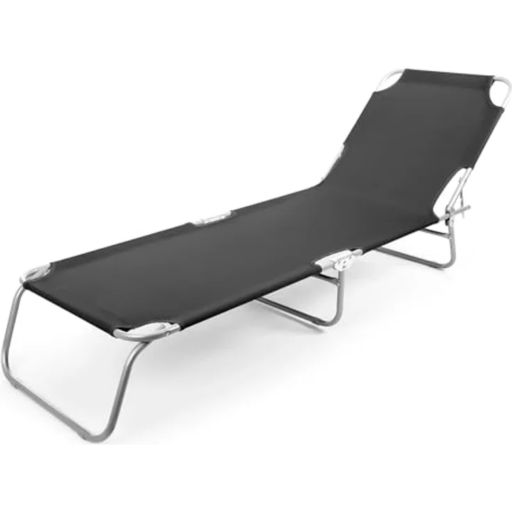 BigDean Sonnenliege klappbar 150 kg belastbar mit 4-Fach Verstellbarer Rückenlehne – hochwertige Gartenliege für Balkon, Garten & Strand - schwarz – Bild 10
