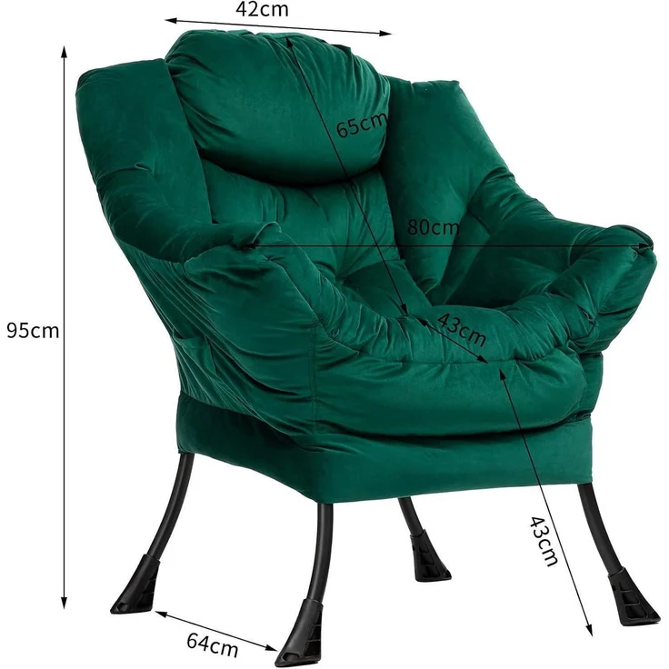 Ohrensessel Relaxsessel Lesesessel Samt Stahlrahmen Grün – Bild 2