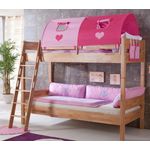 Relita 'Stefan' Etagenbett natur inkl. Matratzen und Stoffset 2-er Tunnel und Tasche 'Pink/Herz'