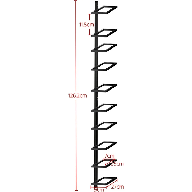 Yaheetech Weinregal Flaschenhalter Flaschenregal Aufbewahrungsregal für die Wand aus Metall 10 Flaschen, Schwarz – Bild 3
