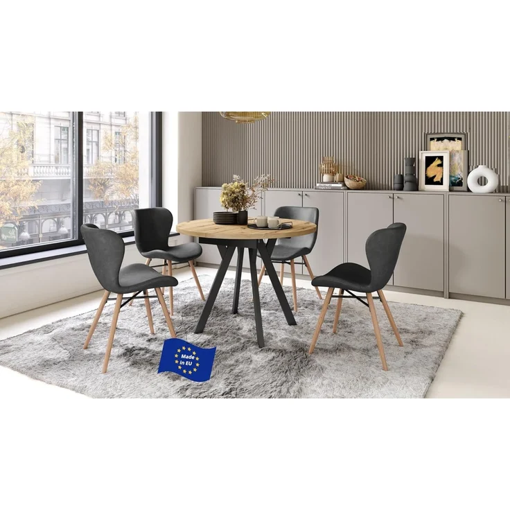designimpex Esstisch Design Esstisch Aldo ausziehbar 90 cm bis 145 cm rund Esszimmer Tisch, Esstisch, Esszimmertisch, Tisch, Ausziehtisch, Küchentisch, Esszimmer – Bild 1