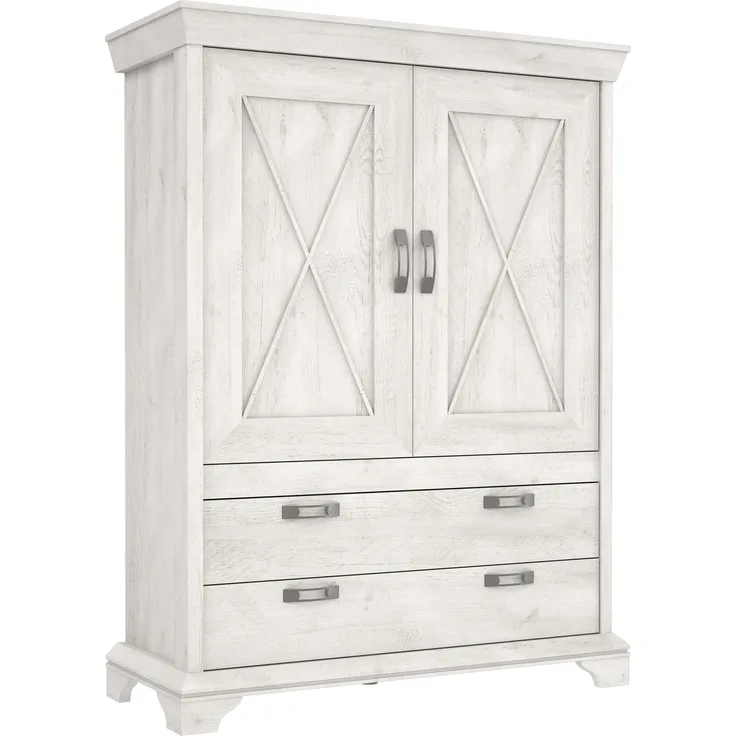 Stauraumschrank >Kashmir< in Pinie Weiss - 123x162,3x48,2cm (BxHxT)