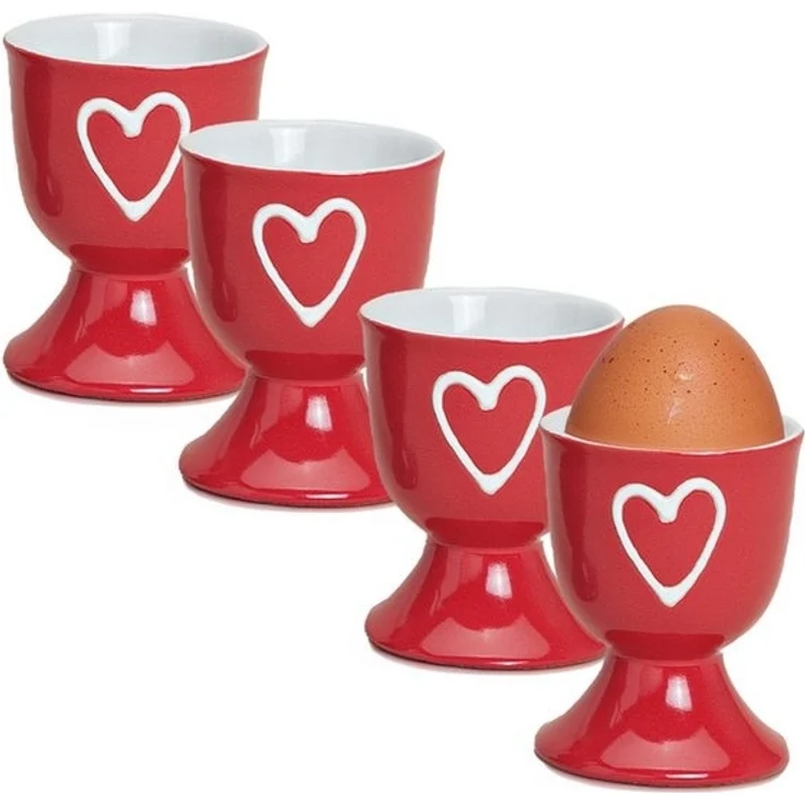 matches21 HOME & HOBBY Eierbecher, (4-tlg), Runde Keramik Ei-Halter als lustige Frühstücks-Eier Tisch-Deko – Bild 4