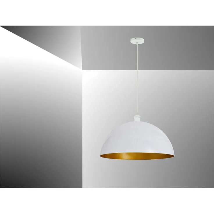 TRANGO LED Pendelleuchte, 1er Set 9001WL LED Retro Pendelleuchte Industrielle Vintage *VINTOS* Ø 360mm Pendellampe inkl. je 1x E27 LED Leuchtmittel, warmweiß, Retro Hängelampe - Deckenlampe Lampenschirm in Weiß-Gold