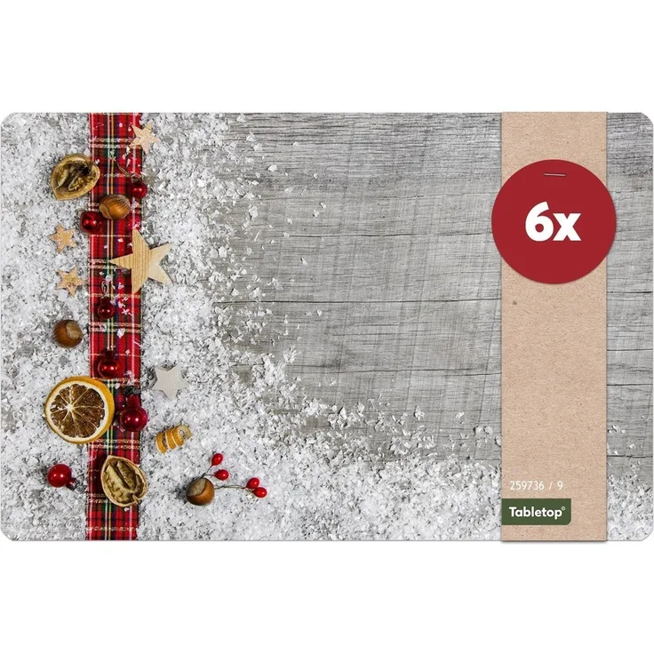 matches21 HOME & HOBBY Platzset Abwaschbare Tischsets 6er Set Weihnachten Deko & Holz, (6-St), Platzsets als Tisch-Untersetzer und Tisch-Deko für Esstisch Teller