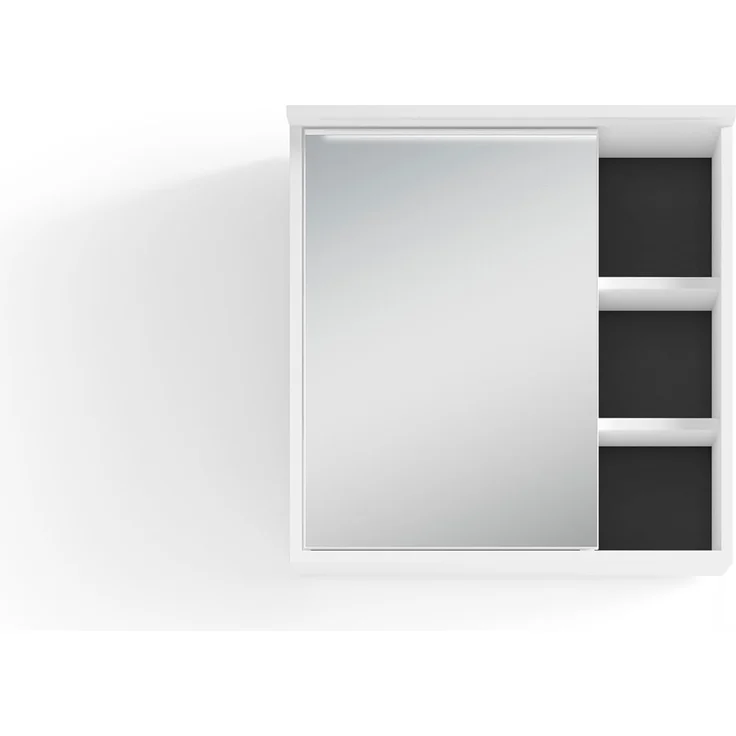 byLIVING Badezimmer Spiegelschrank WELLNESS mit LED-Beleuchtung & Steckdose / Moderner, 1-türiger Spiegel Hängeschrank in Melamin weiß / Wandschrank mit Spiegeltür / B 60, H 61, T 28 cm – Bild 4