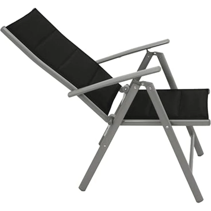 DEGAMO Gartensessel ALMERIA (2-St), klappbar, Alu silbergrau + Kunstgewebe gepolstert schwarz, wetterfest – Bild 5