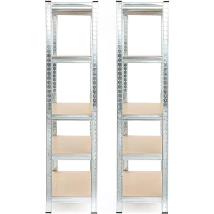 Wiltec Set 2X Schwerlastregal 180 x 120 x 40 cm, 875 kg Gesamtlast, Steckregal verzinkt aus Stahl, Lastenregal mit 5 Ablagen, Werkstattregal – Bild 8