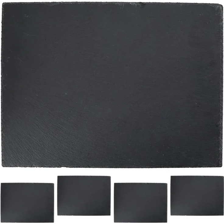 CEPEWA Servierplatte Schieferplatte 4er Set Ø33cm rund Filzschoner Servierplatte, (4-tlg) – Bild 4