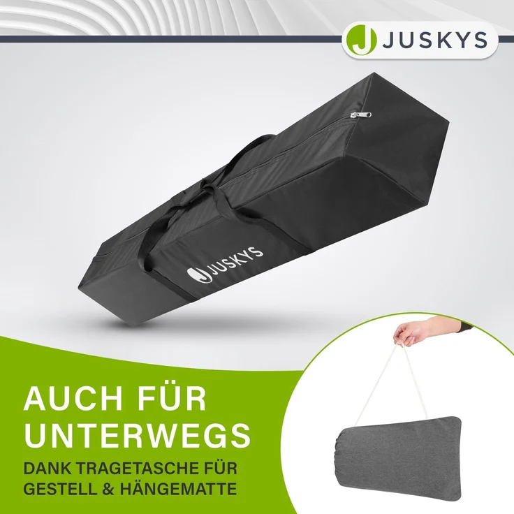Juskys Hängematte Paya mit Gestell - Outdoor Doppelhängematte für 2 Personen - Ständer bis 200kg belastbar - Indoor doppel Hängeliege - Anthrazit – Bild 6