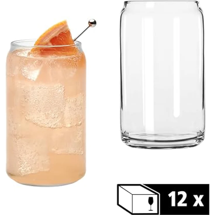 LIBBEY Gläser-Set Can Glas -GLASS CANS-, 473 ml, Ø 7,5 cm, H: 13,5 cm, 12er Set, 12-tlg, Glas, hochwertig verarbeitet, im modernen Design – Bild 6