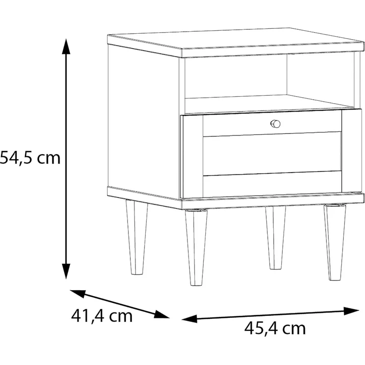 FORTE Calasetta Nachttisch 45 cm Boho Stil Wiener Geflecht Nachtschrank mit Schublade Holz Dekor: Elegancia Eiche/Technorattan, klein schmal, 45 cm breit x 54,5 cm hoch x 41 cm tief – Bild 6