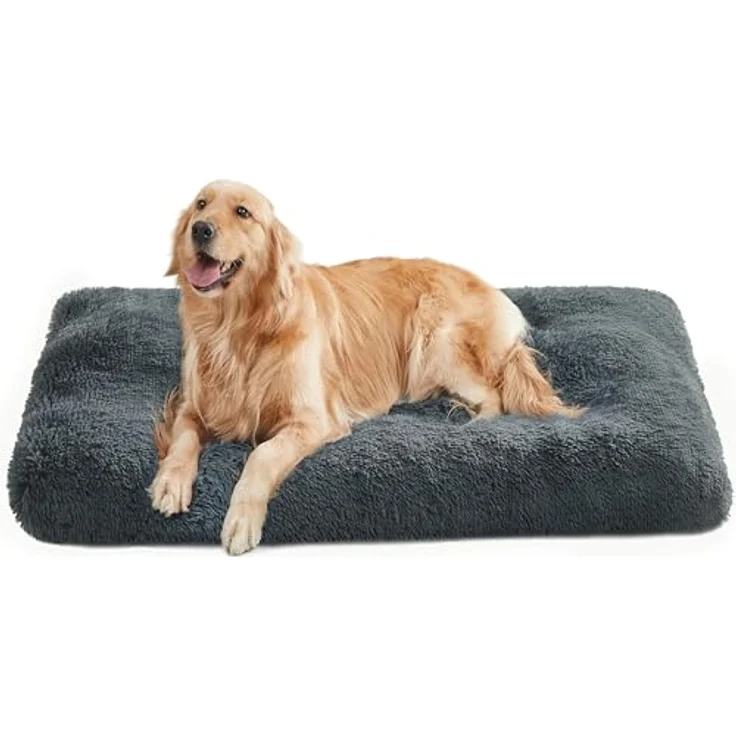 Feandrea Hundebett, Hundekissen, Flauschige Hundematte, Langer Plüsch, 122x74 cm, weiche Polsterung, waschbar, multifunktional, dunkelgrau PGW204G02 – Bild 2