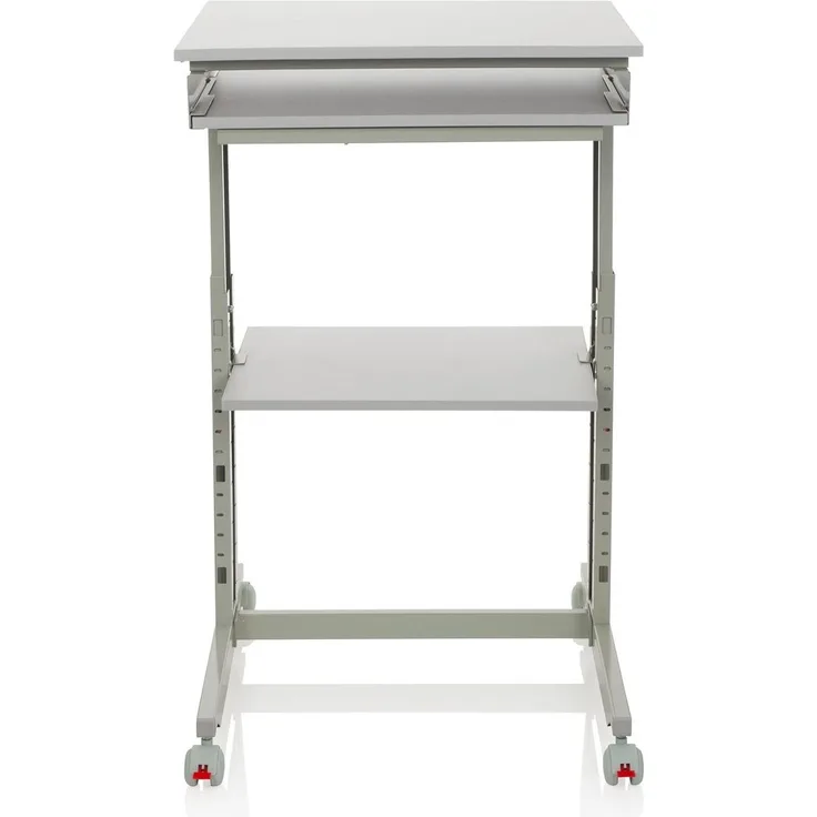 hjh OFFICE Schreibtisch WORKSTATION Melaminharzbeschichtete Spanplatte, Gestell pulverbeschichteter Stahl Grau