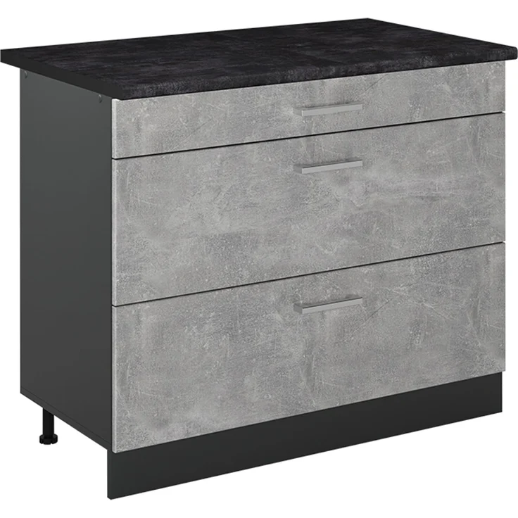 Küchenunterschrank R-Line Beton/Anthrazit 100 cm Arbeitsplatte Anthrazit Vicco – Bild 1