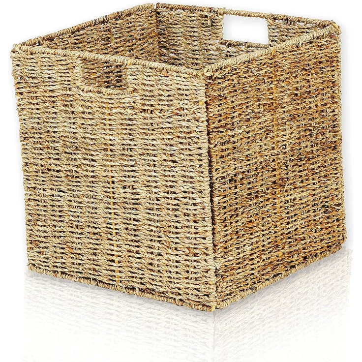 Lycce Regalkorb Kallax Einsatz Lake Aufbewahrungskorb Seegras schwarz 35 l, 33 x 33 x 33 cm