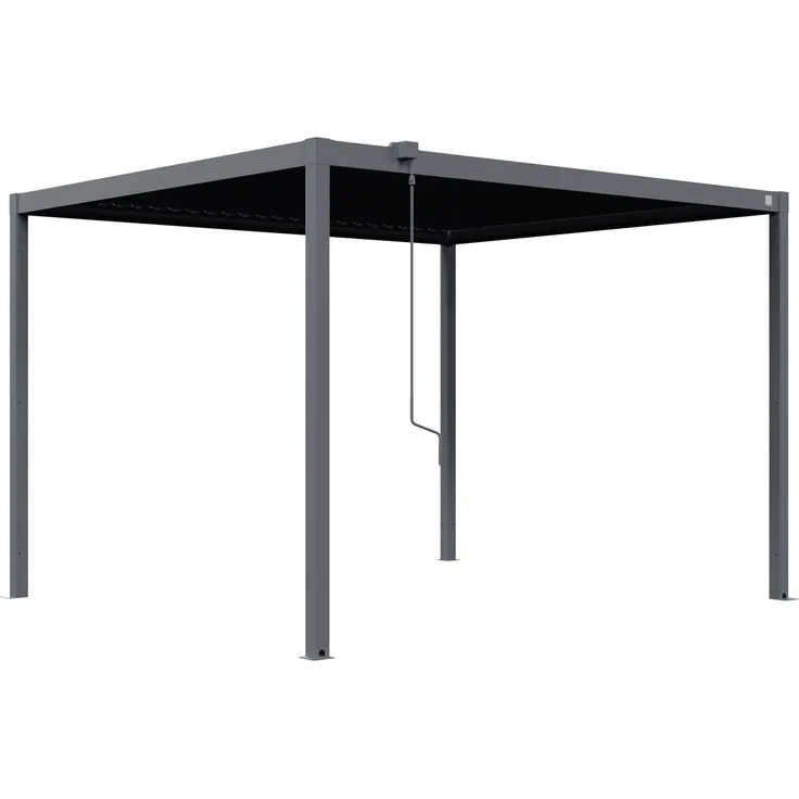 PRIMEYARD Pergola 3x3,5 m Pfosten und Lamellendach aus Stahl - anthrazitfarbene Terrassenüberdachung