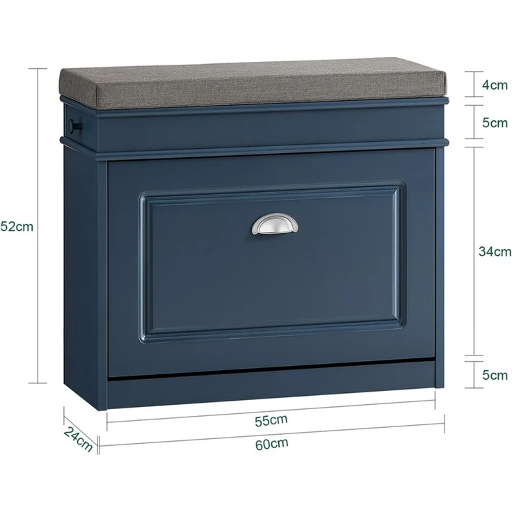 SoBuy FSR82-K-B Schuhbank, MDF, Lackiert, Dunkelblau, 60 x 52 x 24 cm – Bild 3