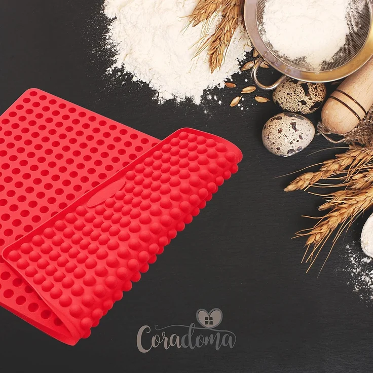 Coradoma Silikonform Backmatte Hundekekse Mini Halbkugeln 1cm Silikonmatte Hundeleckerli – Bild 6