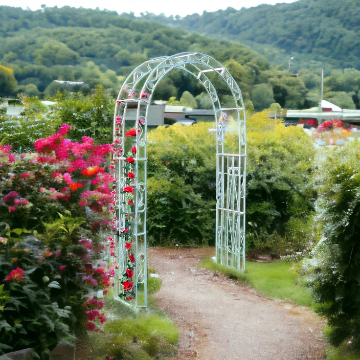 DanDiBo Rosenbogen Metall Verzinkt Massiv 140 cm Torbogen 96522 Wetterfest Rundbogen Volleisen Rankhilfe Gartenbogen Feuerverzinkt – Bild 4