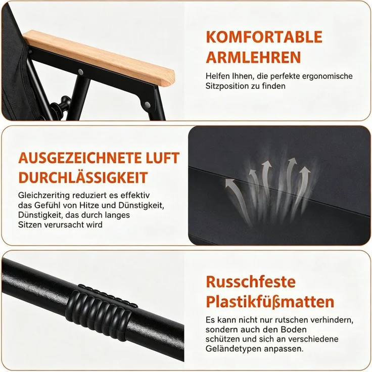 Rutaqian Gartenlounge-Bank Gartenbank Klappbar 2 Sitzer Faltbare Outdoor Sitzbank mit Rückenlehne, Robuste Campingbank mit Armlehne für Terrasse Balkon Garten Camping – Bild 3