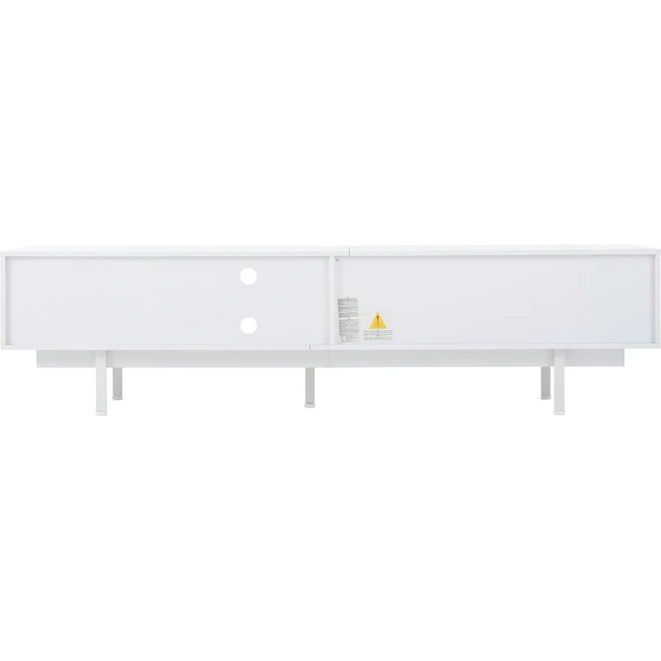 TV-Schrank Weiß 200 x 40 x 50,5 cm, modernes Lowboard für 80-Zoll Fernseher, Sideboard mit 2 Türen 2 Schubladen, 3-Schicht-Ablage – Bild 10