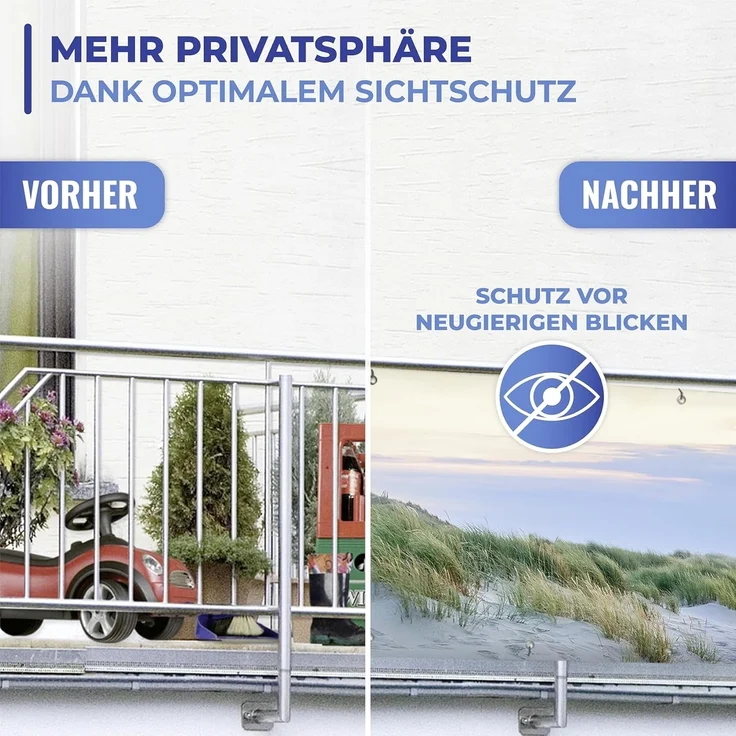 Maximex Balkon-Sichtschutz NORDSEEKÜSTE, Glasfaserverstärkte Balkonsichtschutzfolie, UV- und witterungsbeständig, Zuschneidbar, 5 m x 85 cm – Bild 6