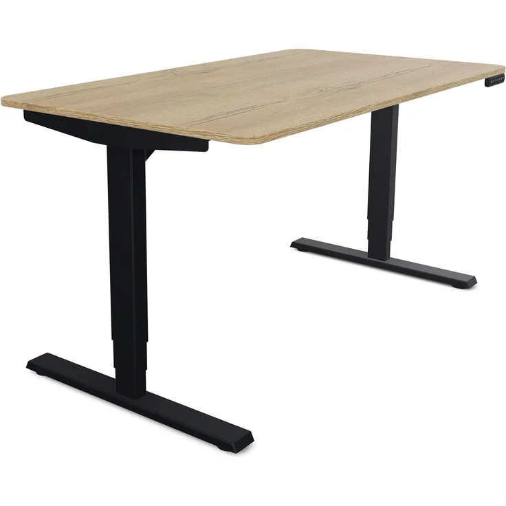 ASSMANN Elektrisch höhenverstellbarer Schreibtisch Y-Line Curved 120x80cm Eiche Natura Schwarz Metall Holz – Bild 10