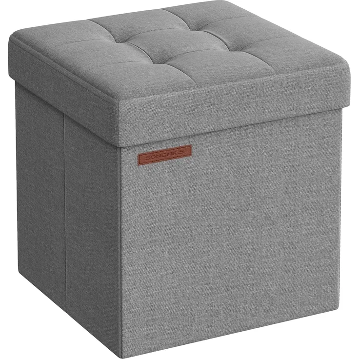 SONGMICS 38 cm Sitzbank mit Stauraum, klappbare Sitztruhe, Aufbewahrungsbox, Fußbank, Aschgrau LSF027G12