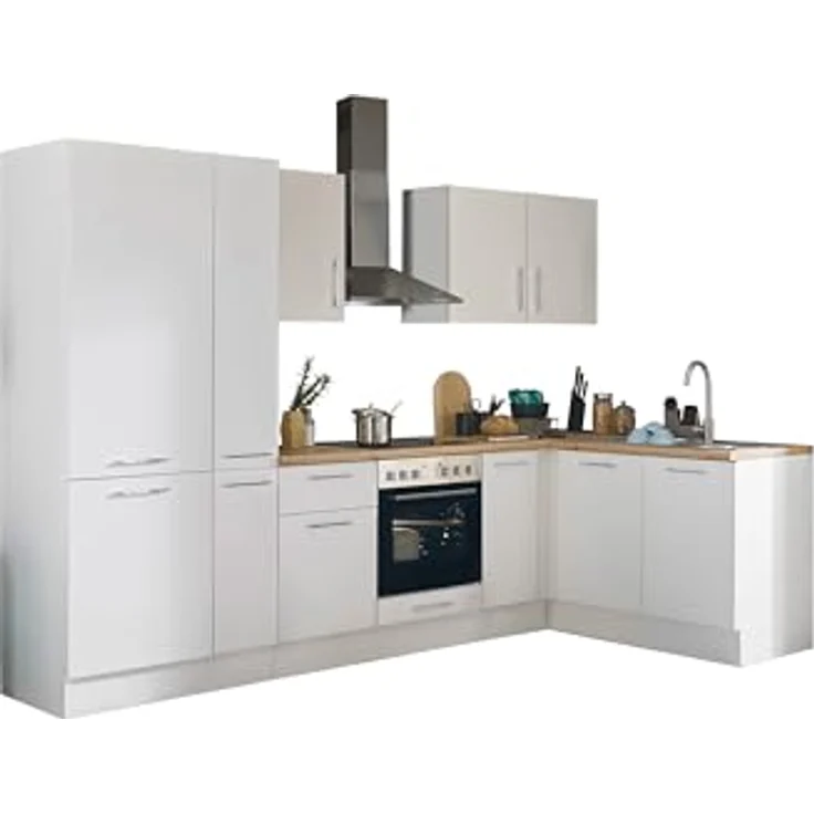 Turin L Eckküche 300 x 211 x 60 cm, weiß - Ohne Küchengeräte - Moderne, geräumige Küche in Artisan-Eiche Optik mit viel Stauraum – Bild 2