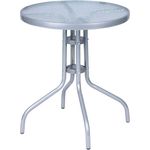 Bistrotisch Balkontisch Gartentisch Terrassentisch Glastisch silber ⌀ 60 cm