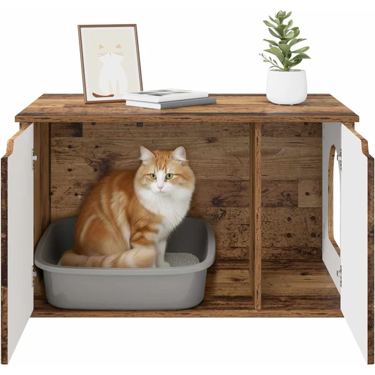 vidaXL Katzenhaus Altholz 85 x 55 x 50,5 cm Holzwerkstoff 8000723 – Bild 11