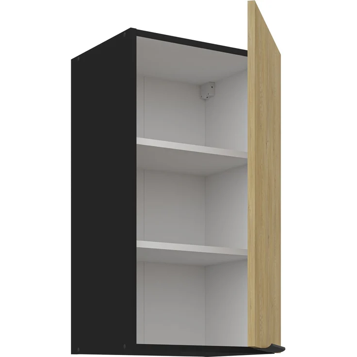 Küchen Hängeschrank 40 cm CREMONA Eiche hell + Schwarz matt Küche Küchenzeile Küchenblock Einbauküche – Bild 2