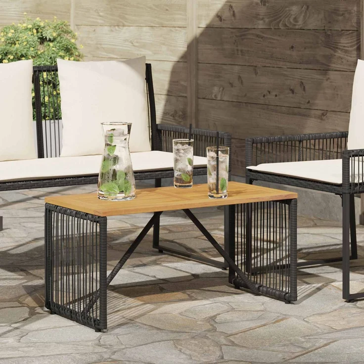 vidaXL Tisch für Outdoor Schwarz und Braun 80 x 40 x 40 cm Poly-Rattan 42025164 – Bild 1