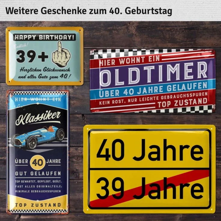 LANOLU Blechschild Der Beste 40 Jahre - 20x30cm – Metall – Schwarz – 20142 – Bild 7