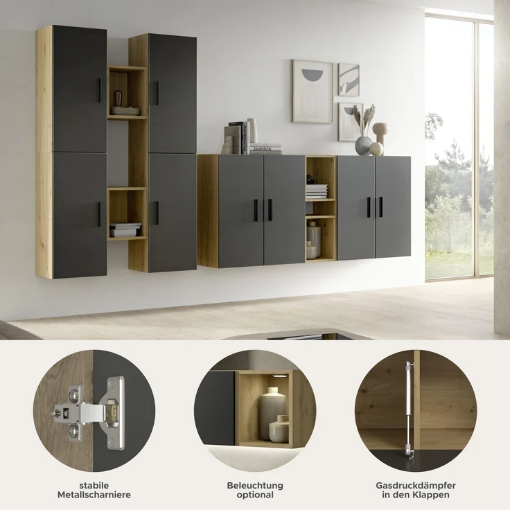 The One Wohnkombination in Basalt grau Nachbildung – Bild 7