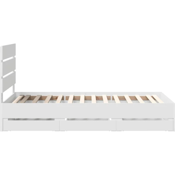 vidaXL Bettrahmen mit Schubladen Weiß 90 x 190 cm Ingenieurs Holz 3411863 – Bild 9