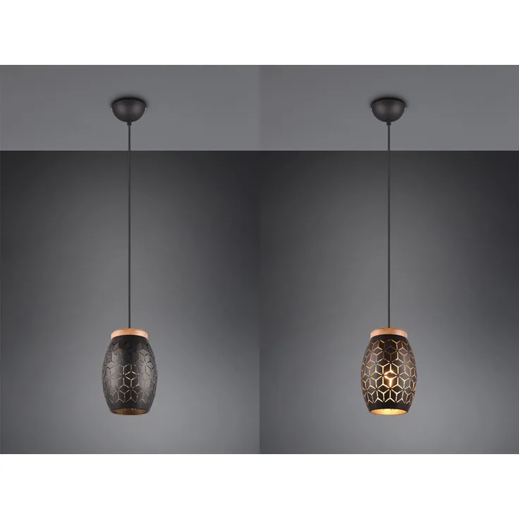 Trio Leuchten Pendelleuchte Bidar E27 schwarz, gold