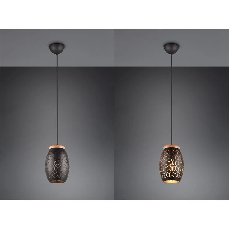 Trio Leuchten Pendelleuchte Bidar E27 schwarz, gold – Bild 1
