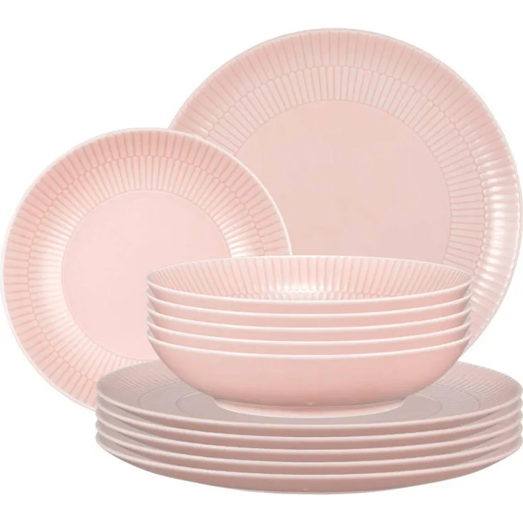 Seltmann Weiden Amina Tafelservice, 12-teilig, Rosa, Keramik, Spülmaschinenfest, Mikrowellenfest, Ofenfest