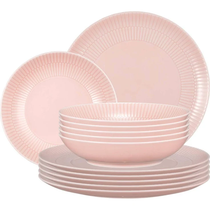 Seltmann Weiden Amina Tafelservice, 12-teilig, Rosa, Keramik, Spülmaschinenfest, Mikrowellenfest, Ofenfest