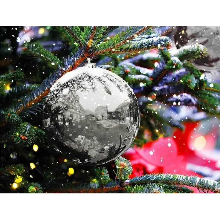 Riesige Christbaumkugel silber glanz Weihnachtskugel 25cm – Bild 2