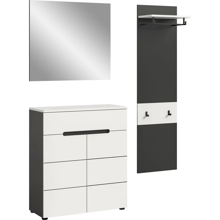Garderobenkombination (B/H/T: 140x190x37 cm) in weiß Nachbildung – Bild 1