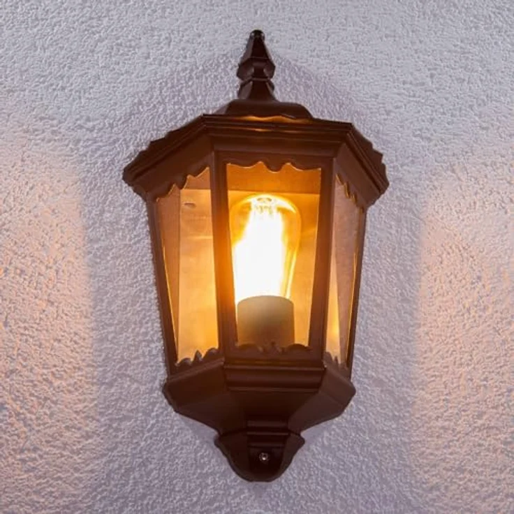 Lindby Lieva Wandleuchte außen, spritzwassergeschützt, Retro-Vintage Antik, Schwarz, Aluminium, 1-flammig E27, IP44 für Terrasse, Garten und Balkon – Bild 4